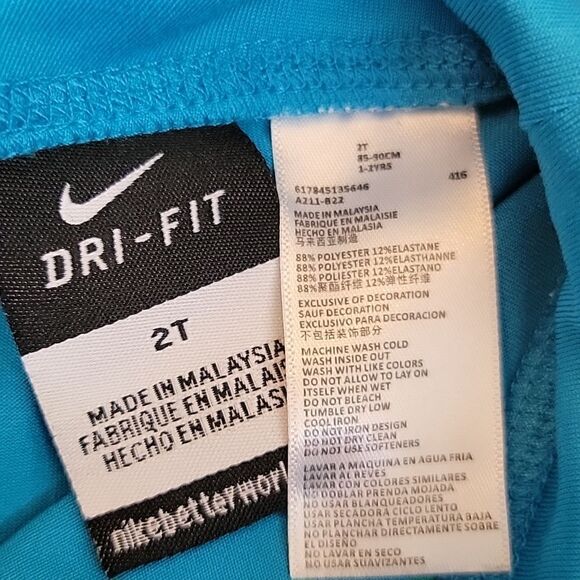 GIRL'S NIKE DRI-FIT TURQUOISE "JUST DO IT." LEGGINGS, SIZE 2T - Picture 2 of 4